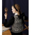 Chaleco corto clásico brocado con cuello cuadrado para niñas literarias 