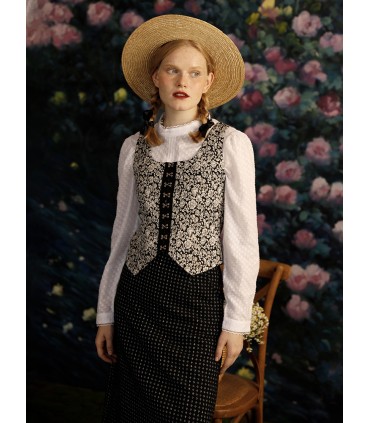 Klassisk Brocade fyrkantig kort väst för litterära tjejer