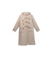 Horn button wool thick hooded long coat