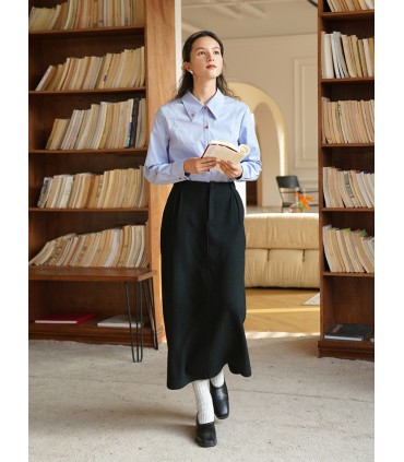 Jupe rétro slim en laine 