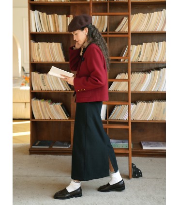 Retro slim wool one-step skirt 