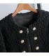 Sheep shearling short double-breasted jacket