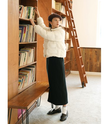 Retro slim wool one-step skirt 