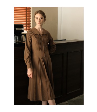 Klassisches Akkordeon-Faltenkleid mit Möwenhals 