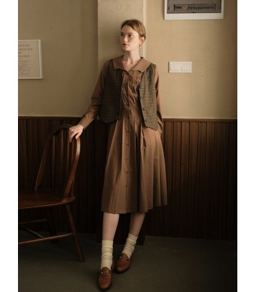 Klassisches Akkordeon-Faltenkleid mit Möwenhals 