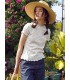 女の子にぴったりフィットする小さな花柄のフリンジ半袖Tシャツ