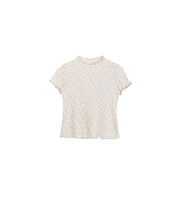 Piger tætsiddende lille blomstrede frynser kortærmet t-shirt