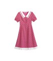 French Lapel Rose Red Polka Dot Dress 