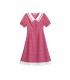 French Lapel Rose Red Polka Dot Dress