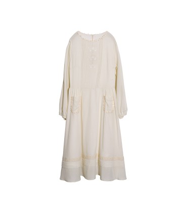 Besticktes dreidimensionales Spitzenkleid aus Seidenstruktur