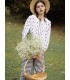 Chemise brodée florale à double col pétale 