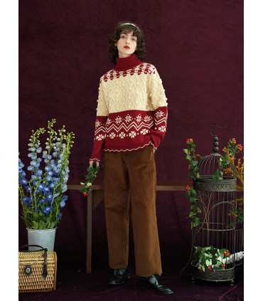 Gerade klassische Cropped-Hose aus Cord 