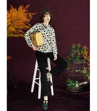 Rechte klassieke corduroy cropped broek