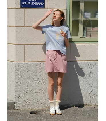 T-shirt girocollo con motivo gelato dipinto a mano sciolto