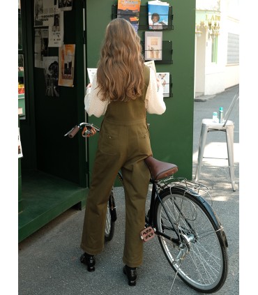 가죽 라벨 장식의 핸썸 오버롤 