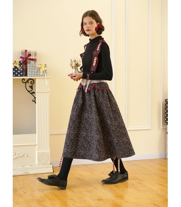 High-end star brocade fabric love wave suspender skirt 
