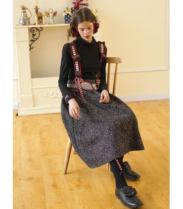 High-end star brocade fabric love wave suspender skirt 
