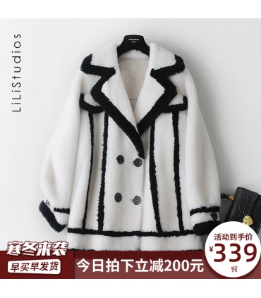 Sheep shearling short thick suit