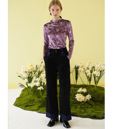 Purple Retro Gorgeous Narcisse Velvet Bottom Shirt
