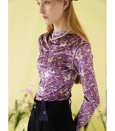 Purple Retro Gorgeous Narcisse Velvet Bottom Shirt