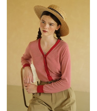 V-neck retro thin knitted air-conditioning shirt 