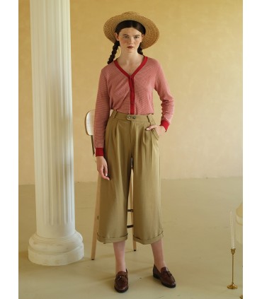 V-neck retro thin knitted air-conditioning shirt 