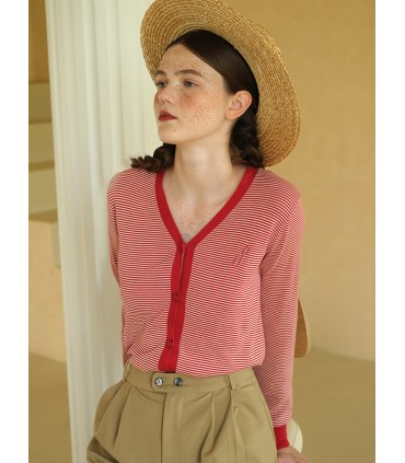 V-neck retro thin knitted air-conditioning shirt 