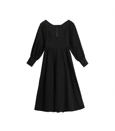 Heart-shaped radian collar rose dark dress