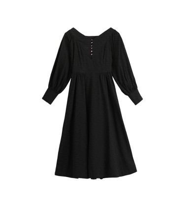 Heart-shaped radian collar rose dark dress