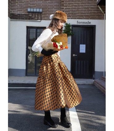 Blommig Brocade Tutu Kjol