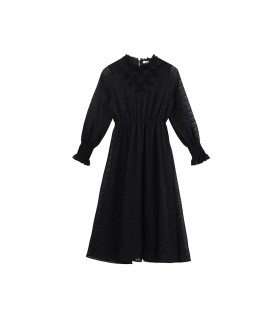 Shirred Romantic Elegant Long Dress 