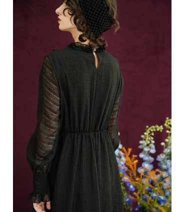 Shirred Romantic Elegant Long Dress 