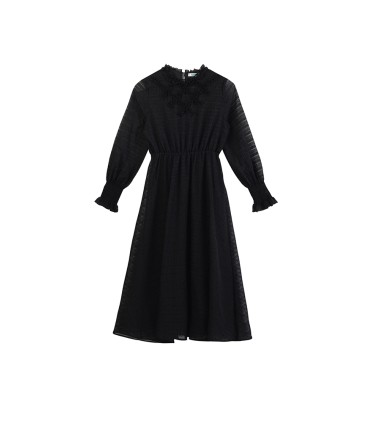 Abito lungo elegante romantico arricciato 