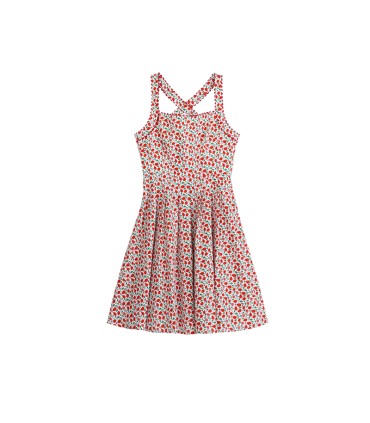 Spetsdekoration blommig bred hängselklänning