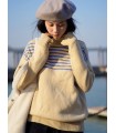 Lockerer, sanft gestreifter, eleganter Rollkragenpullover