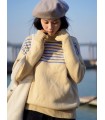 Loose gentle striped elegant turtleneck sweater 