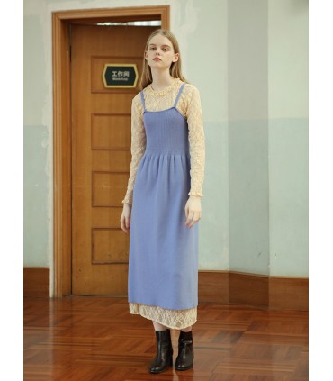 Robe en maille à bretelles mixtes 