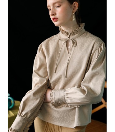 Blusa Brocado Manga De Renda Escura