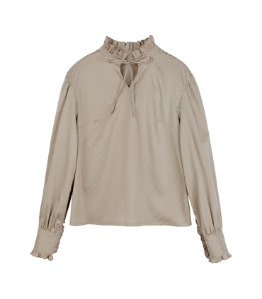 Blusa de brocado con manga de encaje oscuro