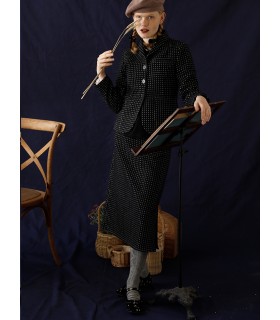 Conjunto de saia superior de lã gota de chuva