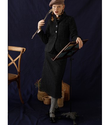 Raindrop Wool Suit Top Kjol Set