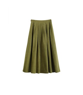 Corduroy Pleated Pocket Maxi Skirt