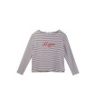 Embroidered long-sleeved striped shirt T-shirt 
