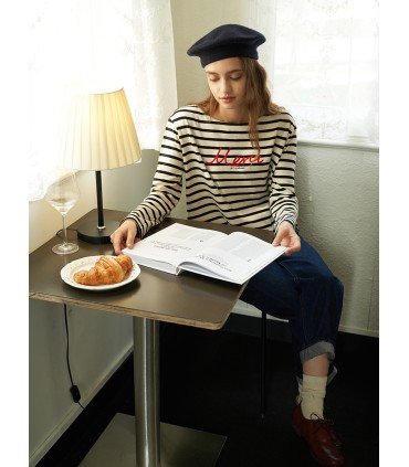 Рубашка в полоску с длинными рукавами и вышивкой Футболка 