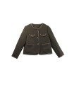 French round neck woolen short coat 