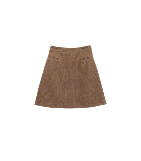 Skirt A-line bulu halus coklat 