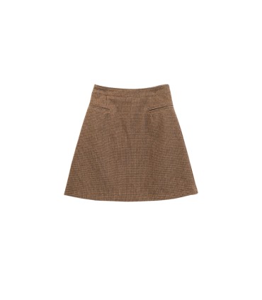 Saia evasê de lã fina marrom 