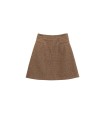 Falda línea A de lana fina marrón 