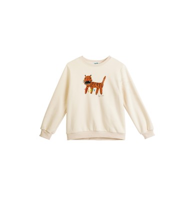 Håndmalet tiger plus fløjl løs tyk sweater