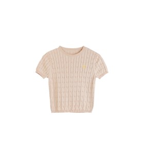 Áo thun ngắn tay dệt kim cotton xoắn